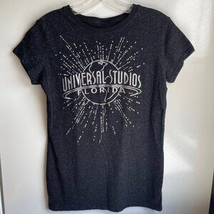 Universal Studios Florida Black & Silver Womens Short Sleeve Tee, Size Medium